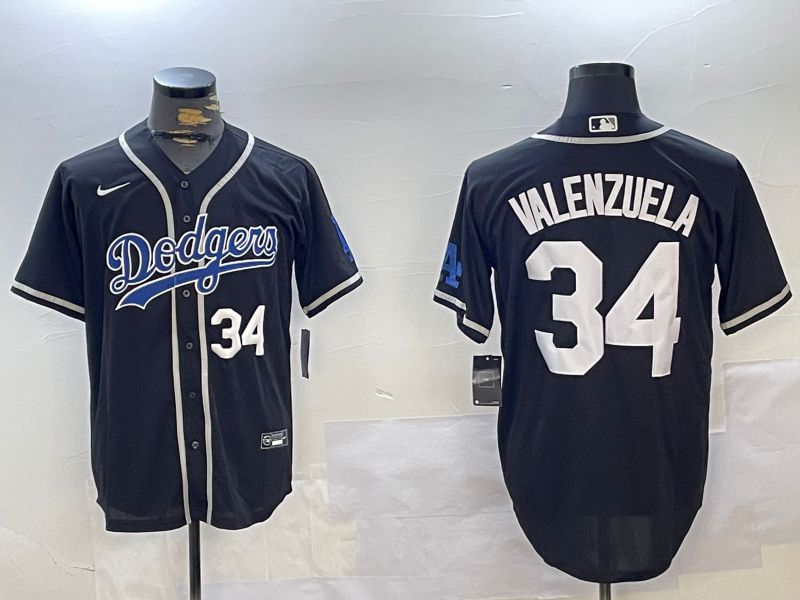 Men Los Angeles Dodgers #34 Valenzuela Black Game 2024 Nike MLB Jersey style 1029